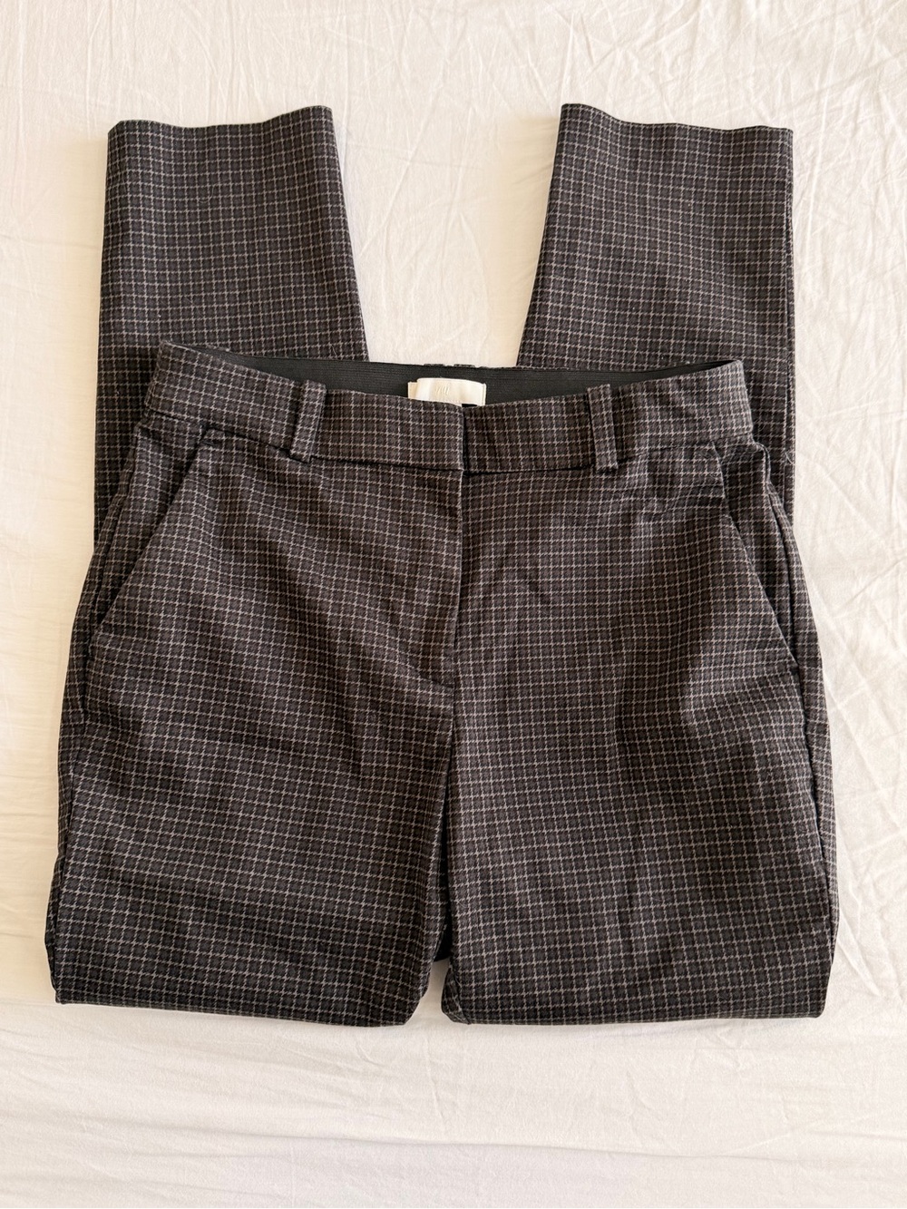 H&M Black Windowpane Cropped Dress Pants